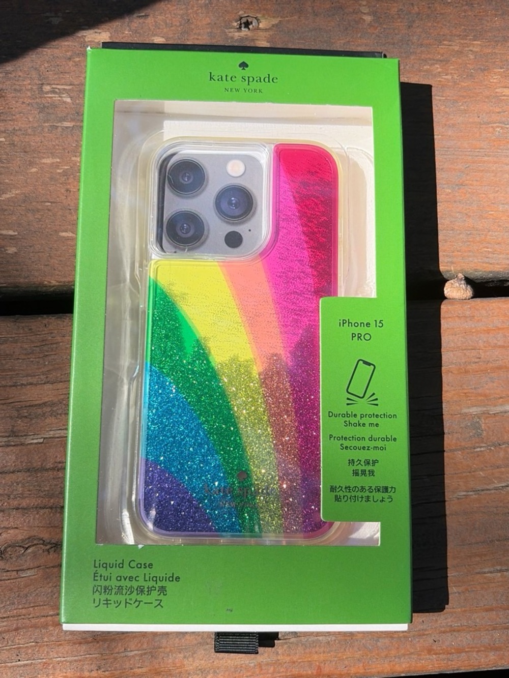kate spade Multi-Color Glitter Liquid iPhone 15 Pro Case